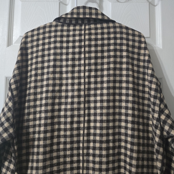 NWT Easel Oversized Flannel Trench Style Shacket, Open Front, Brown Check Plaid. - Picture 8 of 12